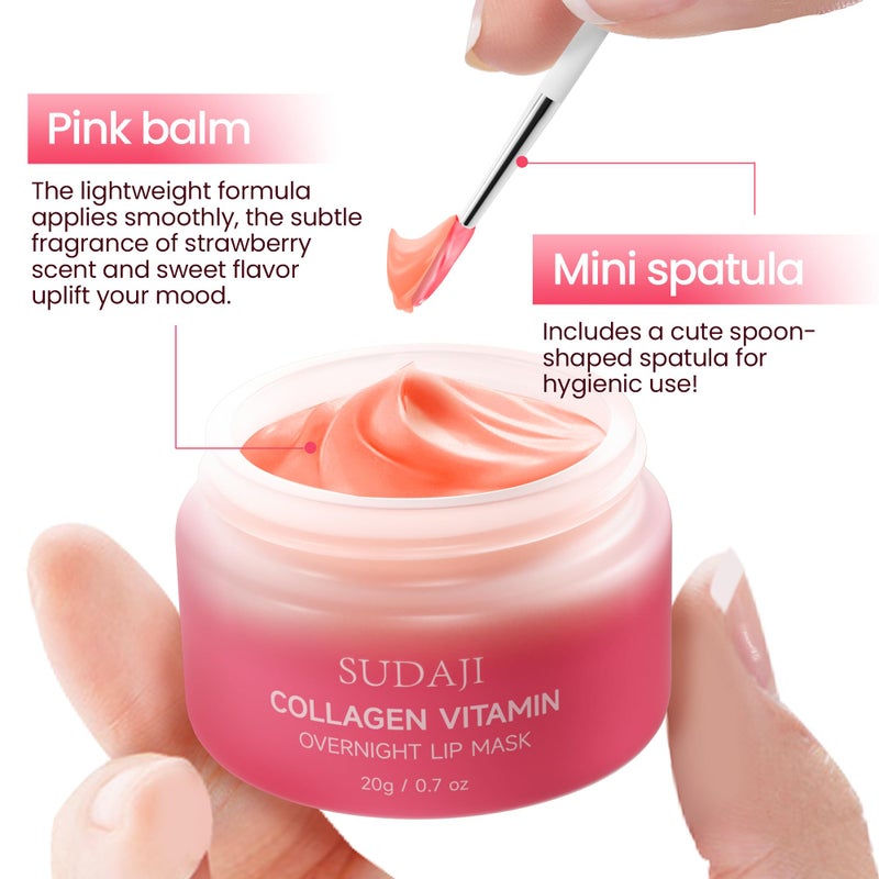 SUDAJI Collagen Lip Mask, Hydrating Lip Balm, Lip Moisture with Hyaluronic Acid & Vitamins E, A- Overnight Sleeping Nourishing Lip Butter Balm for Dry Lips 0.7 Ozâ€‹â€‹ - Image 4