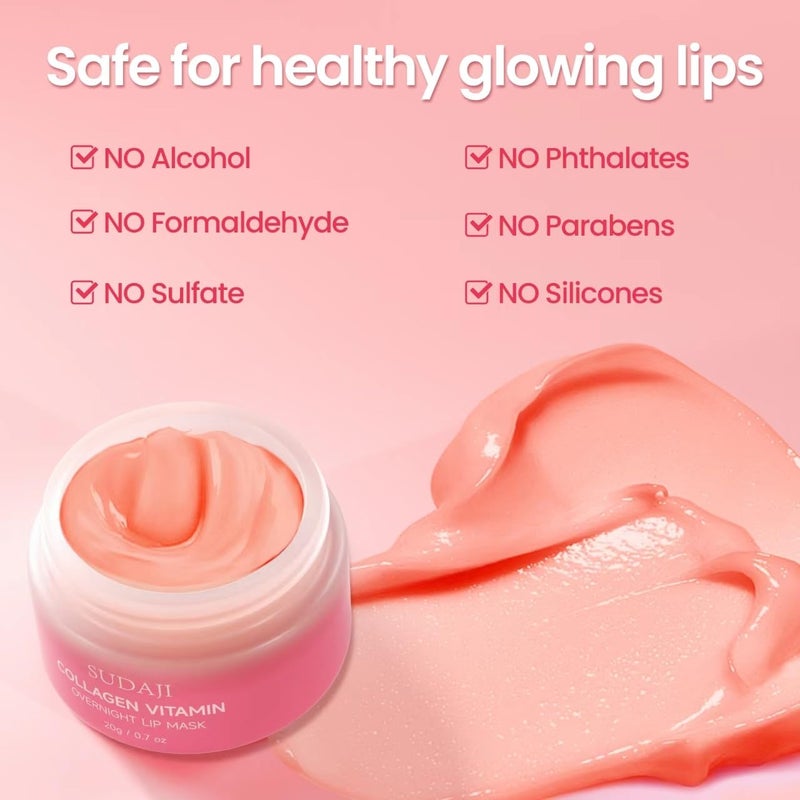 SUDAJI Collagen Lip Mask, Hydrating Lip Balm, Lip Moisture with Hyaluronic Acid & Vitamins E, A- Overnight Sleeping Nourishing Lip Butter Balm for Dry Lips 0.7 Ozâ€‹â€‹ - Image 5