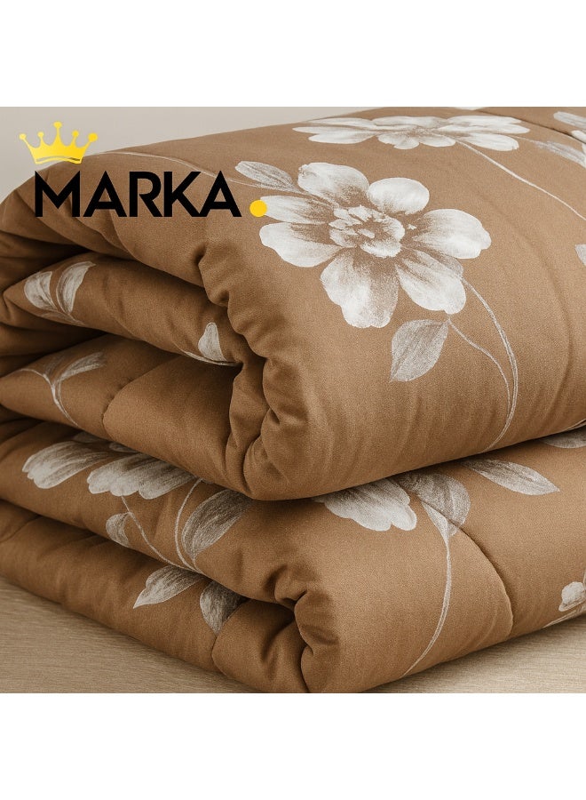 ماركه  مفرش سرير نفرين 6 قطع وجهين (مشجر/سادة) من المايكروفايبر الفاخر – تصميم أنيق يمنحك لمسة فخامة وراحة منعشة بمقاس 230×250 سم" - Image 4