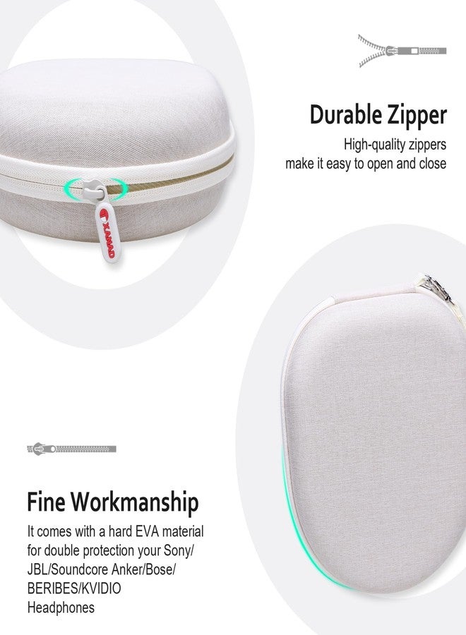 XANAD Headphone Case Hard Shell Compatible with Sony/JBL/Soundcore Anker/Bose/BERIBES/KVIDIO Wireless On-Ear Headphones (Cream) - Image 5