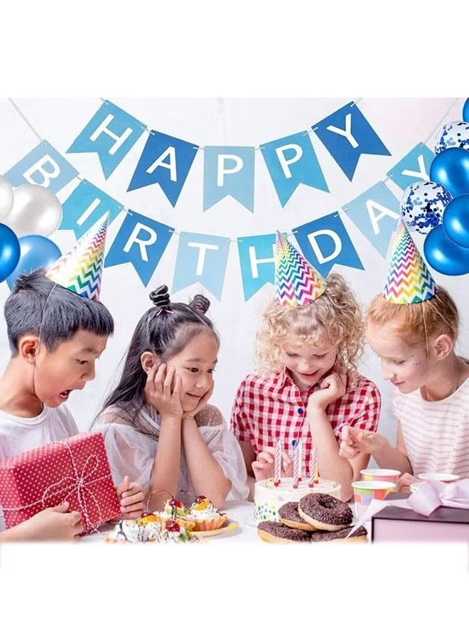 12 قطعة مطلية بالذهب حرف ذيل السمكة الملونة العلم زهرة علم الطرف مجموعة بالونات زرقاء - Image 4