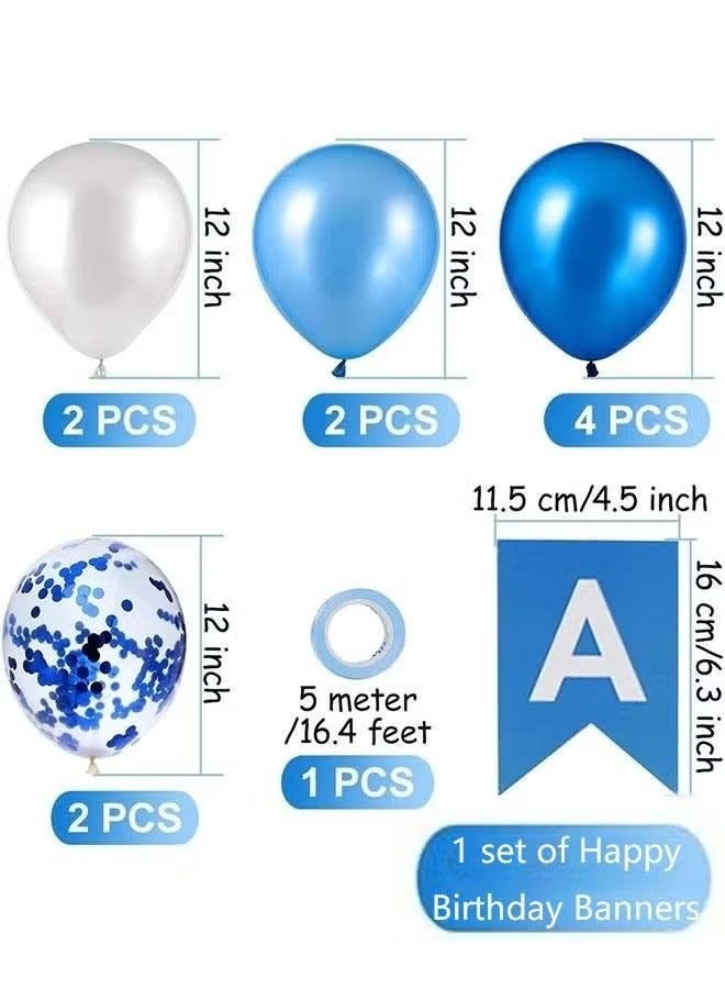 12 قطعة مطلية بالذهب حرف ذيل السمكة الملونة العلم زهرة علم الطرف مجموعة بالونات زرقاء - Image 2