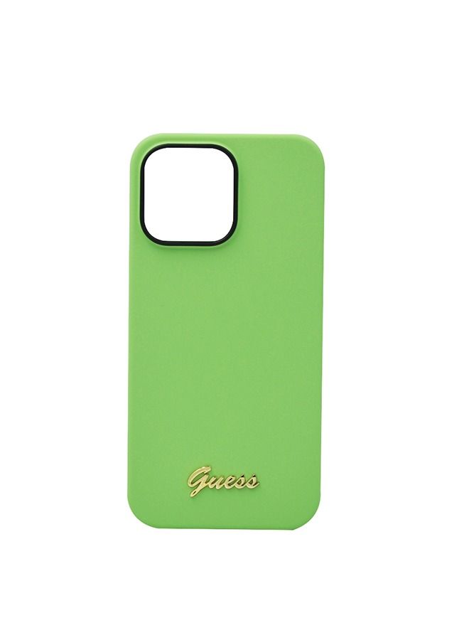 GUESS Silicone Pc Camera Script Logo Hard Case For iPhone 14 Pro Max Green - Image 1