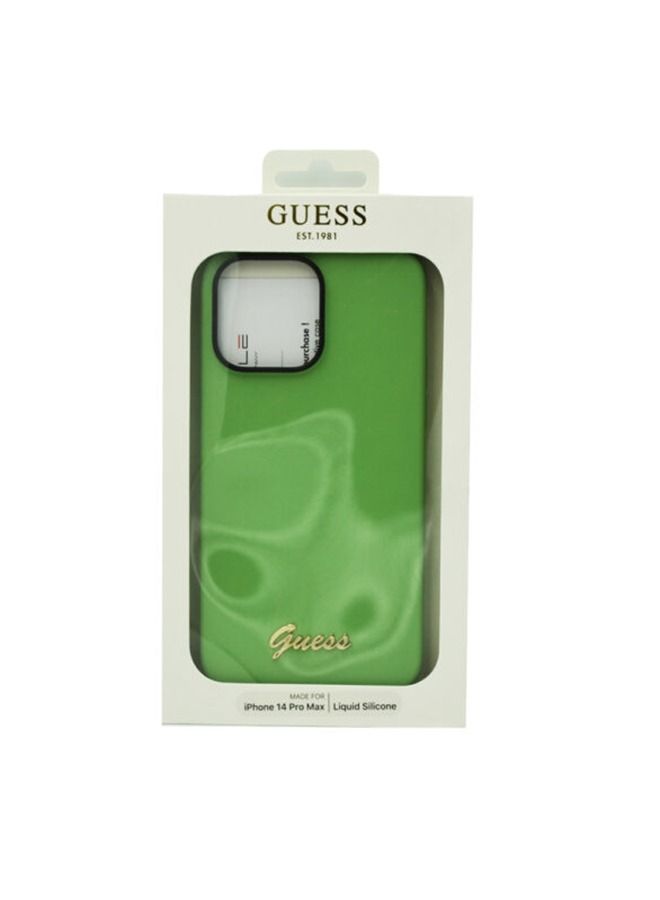 GUESS Silicone Pc Camera Script Logo Hard Case For iPhone 14 Pro Max Green - Image 2