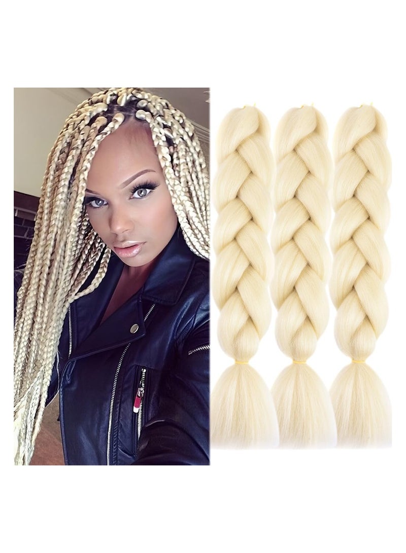 Estelle إضافات شعر ضفائر أفريقية، إضافات شعر ضفائر كروشيه شعر ضفائر صناعية ألياف صناعية عالية الحرارة يكي شعر ضفائر جامبو (أشقر، 3 قطع) - Image 1