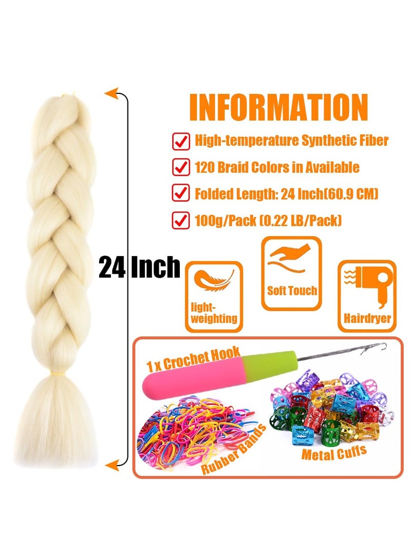 Estelle إضافات شعر ضفائر أفريقية، إضافات شعر ضفائر كروشيه شعر ضفائر صناعية ألياف صناعية عالية الحرارة يكي شعر ضفائر جامبو (أشقر، 3 قطع) - Image 3