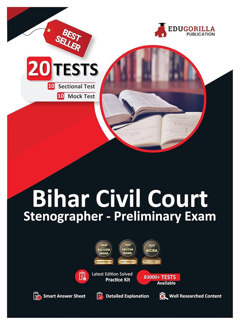 Bihar Civil Court Stenographer Preliminary Exam | 10 Full-length Mock Tests + 10 Sectional Tests (1000+ Solved Questions) | Free Access to Online Tests  - Image 1