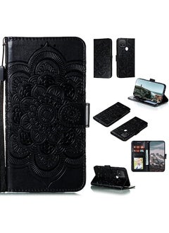 HuHa HuHa Case Cover Compatible For Google Pixel 5 XL/Pixel 4a 5G Mandala Embossed Leather Phone Case Black  - Image 1