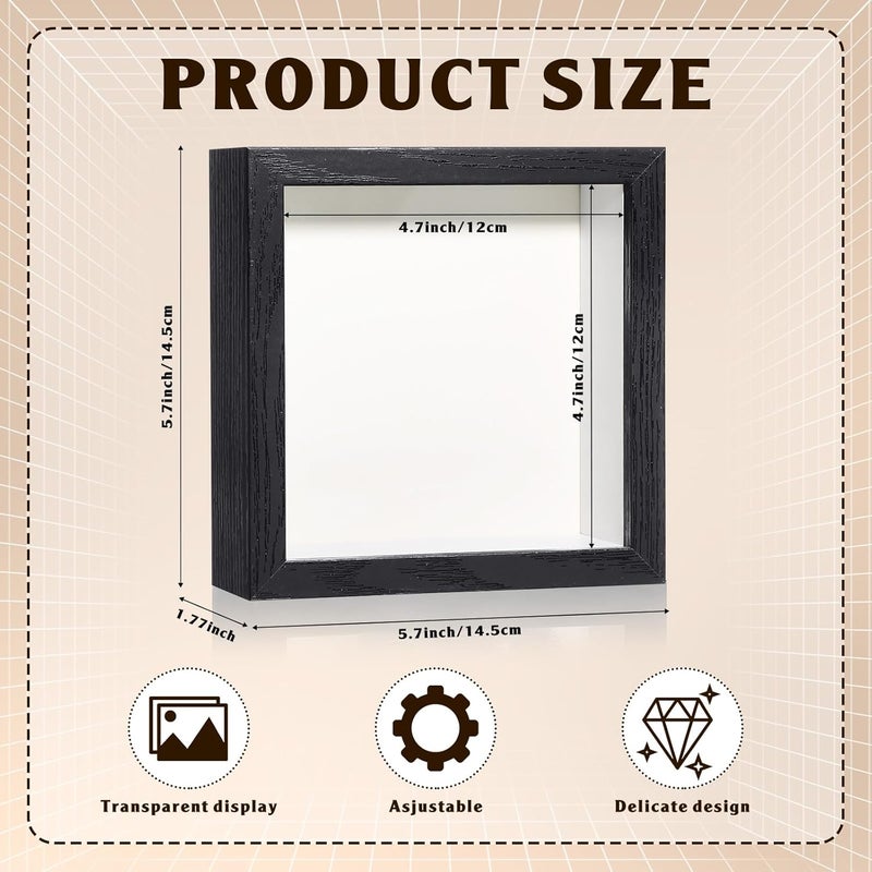 Ripeng 16 Pack Shadow Box Frame Display Case Picture Frame for Wedding Bouquet, Teacher Appreciation Crafts, Photos, Ticket, Christmas, Medal, DIY Wall or Tabletop Gift Decor(5 x 5 Inch,Black) - Image 2