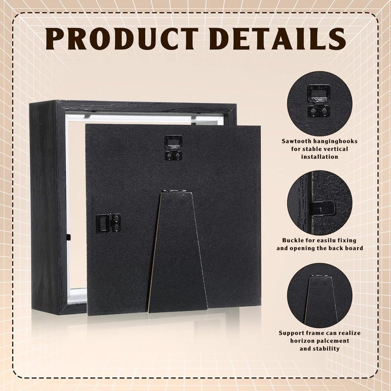 Ripeng 16 Pack Shadow Box Frame Display Case Picture Frame for Wedding Bouquet, Teacher Appreciation Crafts, Photos, Ticket, Christmas, Medal, DIY Wall or Tabletop Gift Decor(5 x 5 Inch,Black) - Image 3