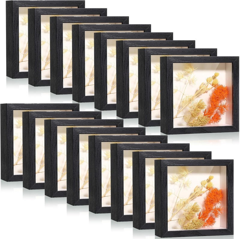 Ripeng 16 Pack Shadow Box Frame Display Case Picture Frame for Wedding Bouquet, Teacher Appreciation Crafts, Photos, Ticket, Christmas, Medal, DIY Wall or Tabletop Gift Decor(5 x 5 Inch,Black) - Image 1
