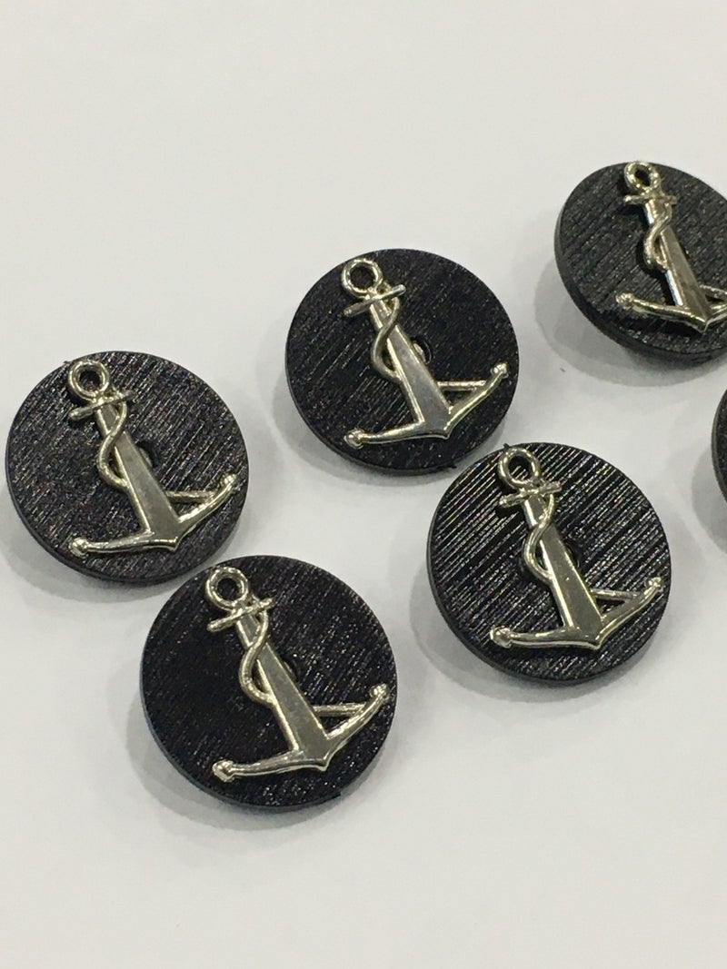 Karan Tuhafiye Karan Haberdashery Trench Coat Jacket Button Set of 6 Anchor Emblem 2.5 cm - Image 1
