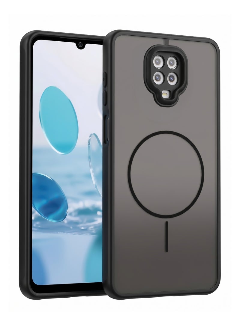 Shockproof Matte Case for Xiaomi Redmi Note 9s / Note9 Pro - Translucent Back Cover with Circular Design and Built-in Camera Protection (Black)