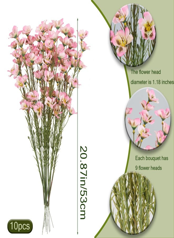 CITYES 10 Pcs Artificial Wildflowers Pink Fake Flower Stems 21" Silk Spring Flowers Forsythia Faux Wildflowers Floral Stems for Flower Arrangements Home Decor Indoor Outdoor Wedding Centerpieces - Image 2