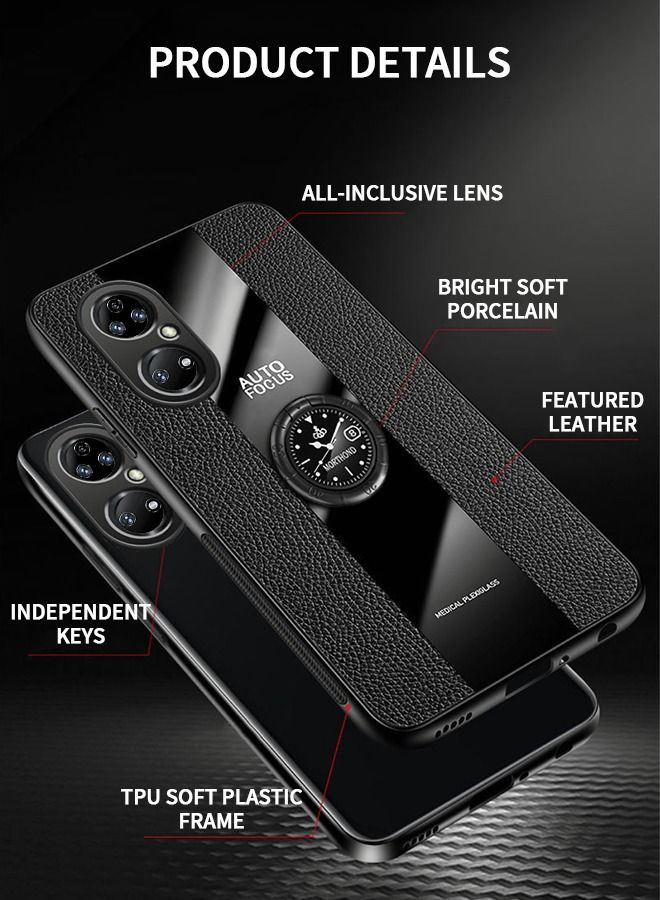 GROIC متوافق مع غطاء هاتف هواوي P50/P50E مقاس 6.5 بوصة، غطاء ناعم للغاية مقاوم للصدمات، هاتف حماية شامل مع حلقة ساعة مغناطيسية - Image 2