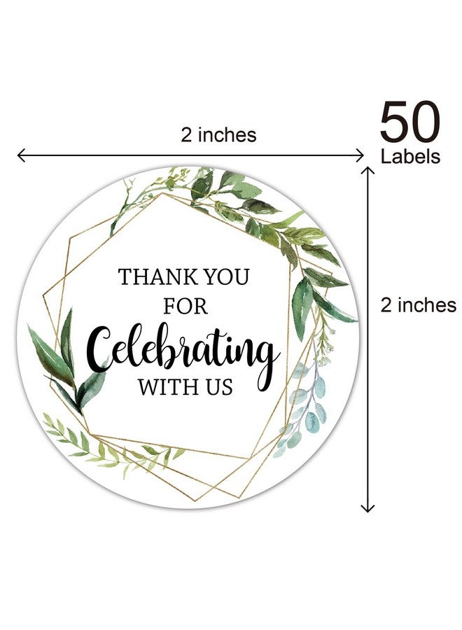 EKSPLODI Greenery Thank You Stickers, 2-inch Round, 50-Pack Paper, Matte Finish, Easy to Peel and Stick, Wedding, Baby Shower, Party Favor, Gift, Card Decoration, Green - Image 2