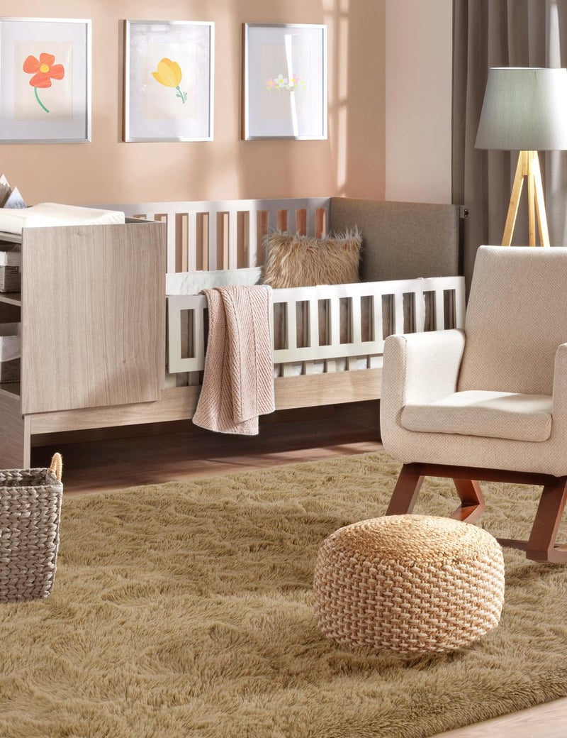 Macgace سجاد منطقة Macgace Fluffy لديكور غرفة نوم جمالية 4x6 beige beige shag brug مع نقاط غير قابلة للانزلاق لغرفة المعيشة غامضة سجادة قابلة للغسل - Image 3