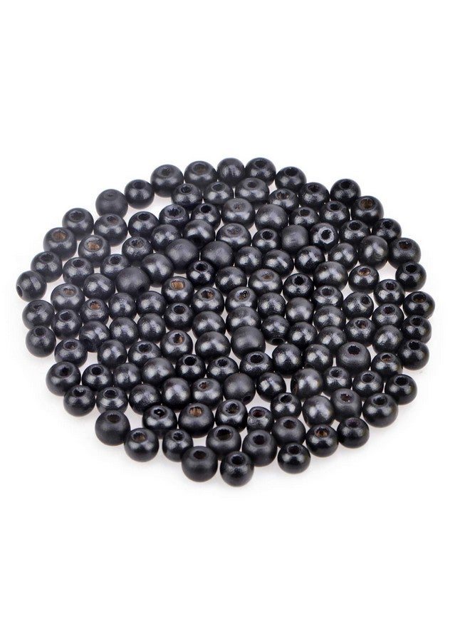 AD BEADS Wood Spacer Loose Wooden Craft Beads Big Hole Beads Assorted For Necklace Bracelet Craft Making Decoration (8X10Mm 200Pcs Black) - Image 1