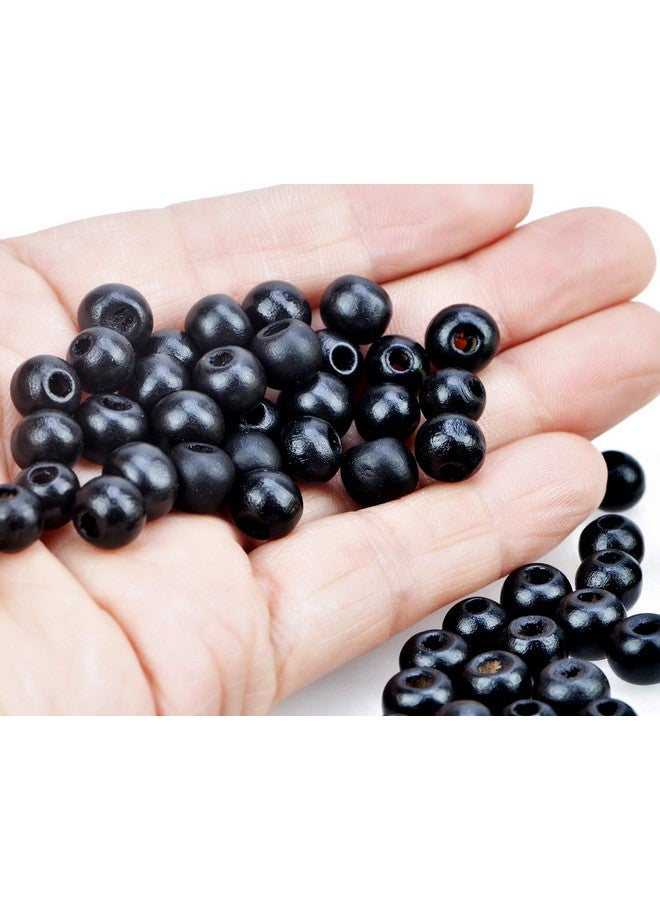 AD BEADS Wood Spacer Loose Wooden Craft Beads Big Hole Beads Assorted For Necklace Bracelet Craft Making Decoration (8X10Mm 200Pcs Black) - Image 4