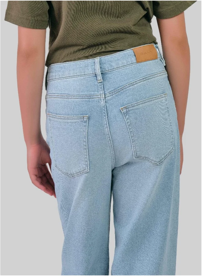 غانت Gant Straight High Waist Raw Edge Jeans