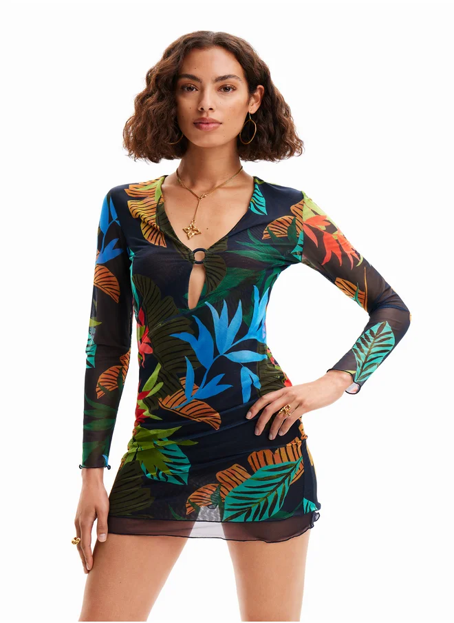 DESIGUAL Tropical Tulle Mini Dress