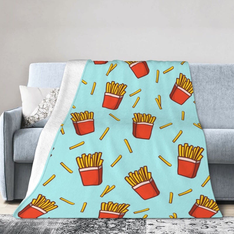 Funacola French Fries Fun Food Throw Blanket Super Soft Warm Bed Blankets for Couch Bedroom Sofa Office Car  All Season Cozy Flannel Plush Blanket for Girls Boys Adults  50""X40"" - Image 1