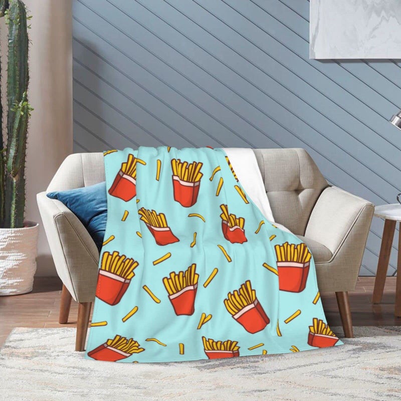 Funacola French Fries Fun Food Throw Blanket Super Soft Warm Bed Blankets for Couch Bedroom Sofa Office Car  All Season Cozy Flannel Plush Blanket for Girls Boys Adults  50""X40"" - Image 2
