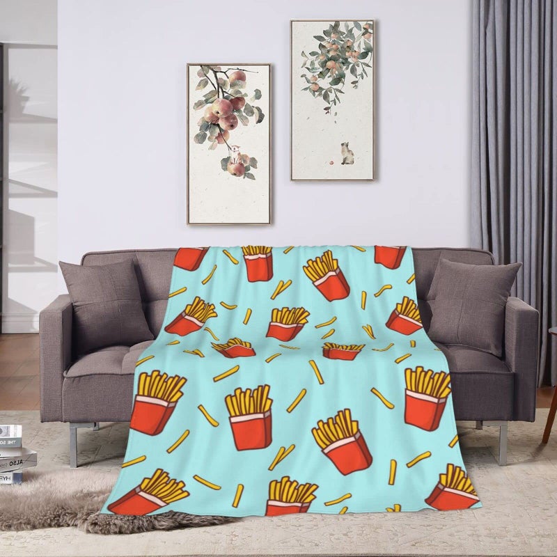 Funacola French Fries Fun Food Throw Blanket Super Soft Warm Bed Blankets for Couch Bedroom Sofa Office Car  All Season Cozy Flannel Plush Blanket for Girls Boys Adults  50""X40"" - Image 5