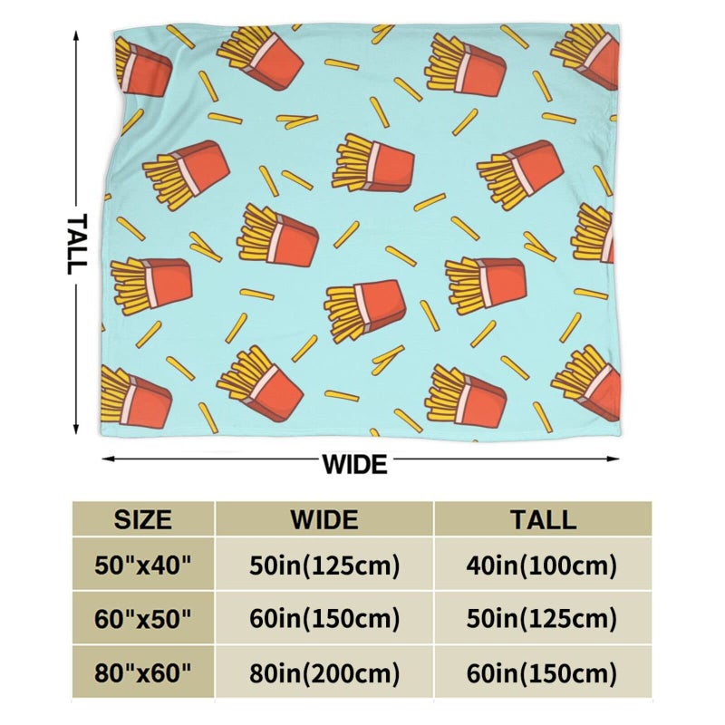Funacola French Fries Fun Food Throw Blanket Super Soft Warm Bed Blankets for Couch Bedroom Sofa Office Car  All Season Cozy Flannel Plush Blanket for Girls Boys Adults  50""X40"" - Image 4