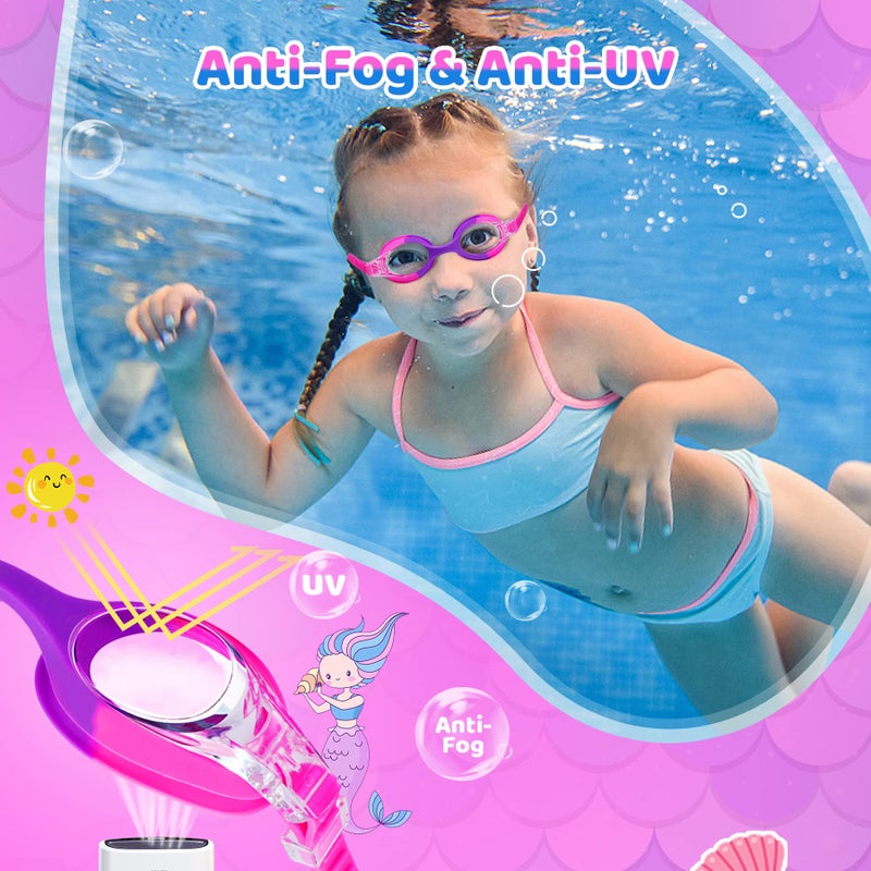 Vvinca Toddler Swim Goggles, 2 Packs Swimming Kids Goggles with Fabric Strap Cover No Hair Pulling Pain Free, Anti-Fog Clear View Leakproof Water Pool Goggles for Girls Boys Age 3-8 - Image 4