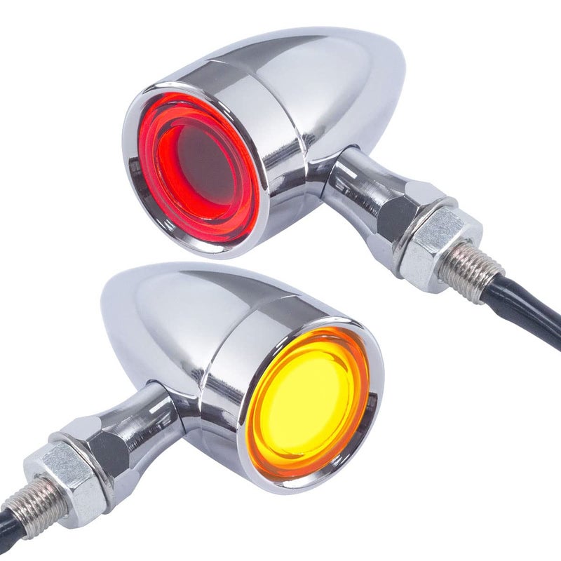 مصابيح خلفية للدراجات النارية FATECIM 2X LED 40 ضوء إشارة انعطاف برتقالي مصابيح فرامل وإيقاف للدراجات النارية مصابيح خلفية لمؤشرات Bobber Harley Honda Yamaha Suzuki Kawasaki Chopper كروم