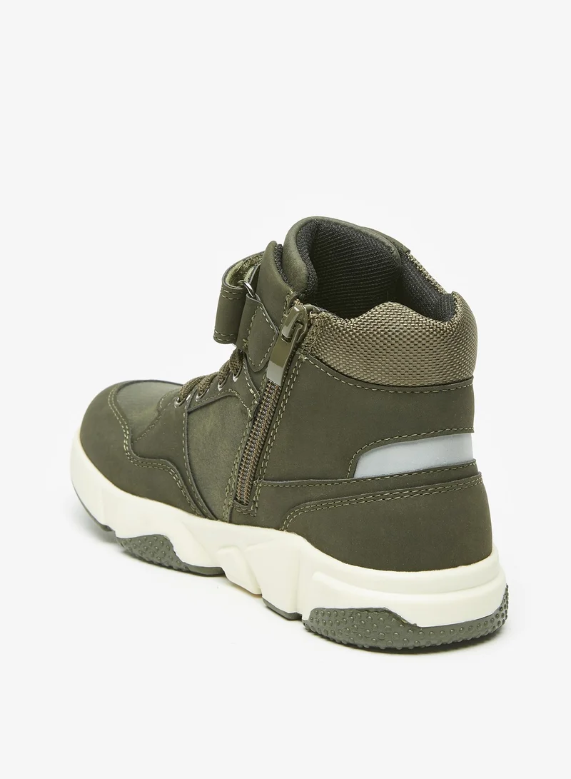 ال بي ال من شو اكسبرس Boys Textured Ankle Boots with Hook and Loop Closure