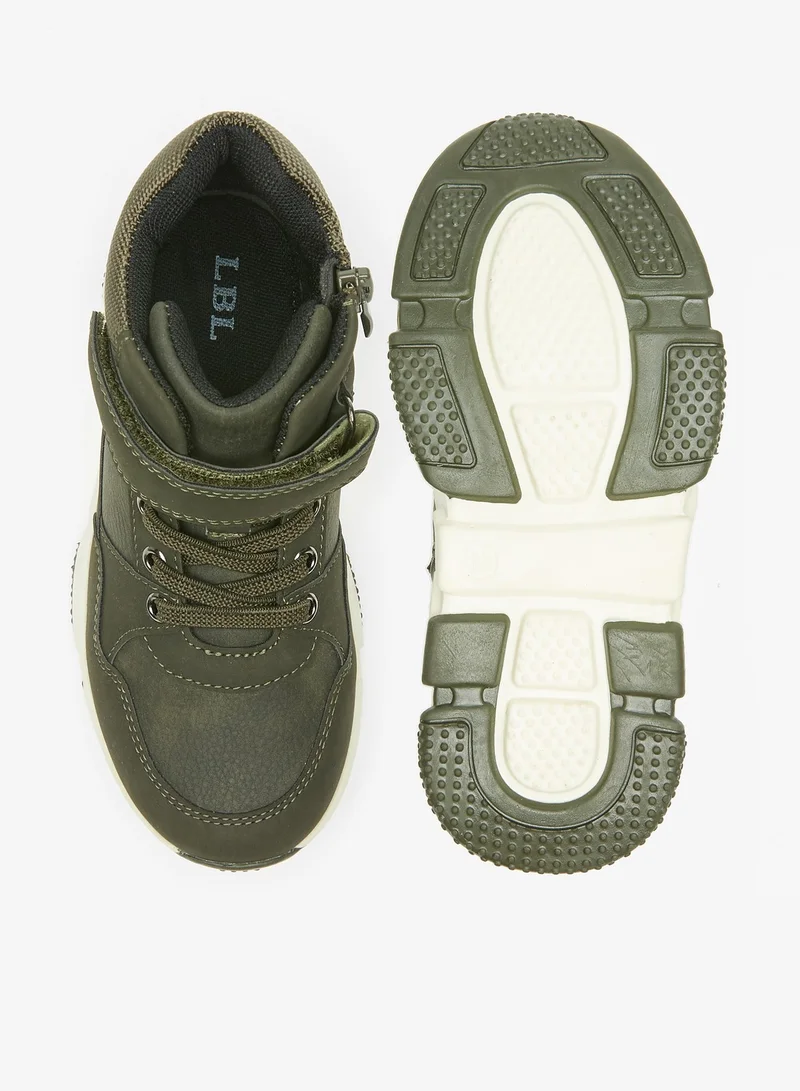 ال بي ال من شو اكسبرس Boys Textured Ankle Boots with Hook and Loop Closure