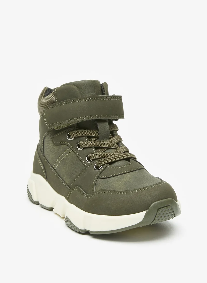 ال بي ال من شو اكسبرس Boys Textured Ankle Boots with Hook and Loop Closure