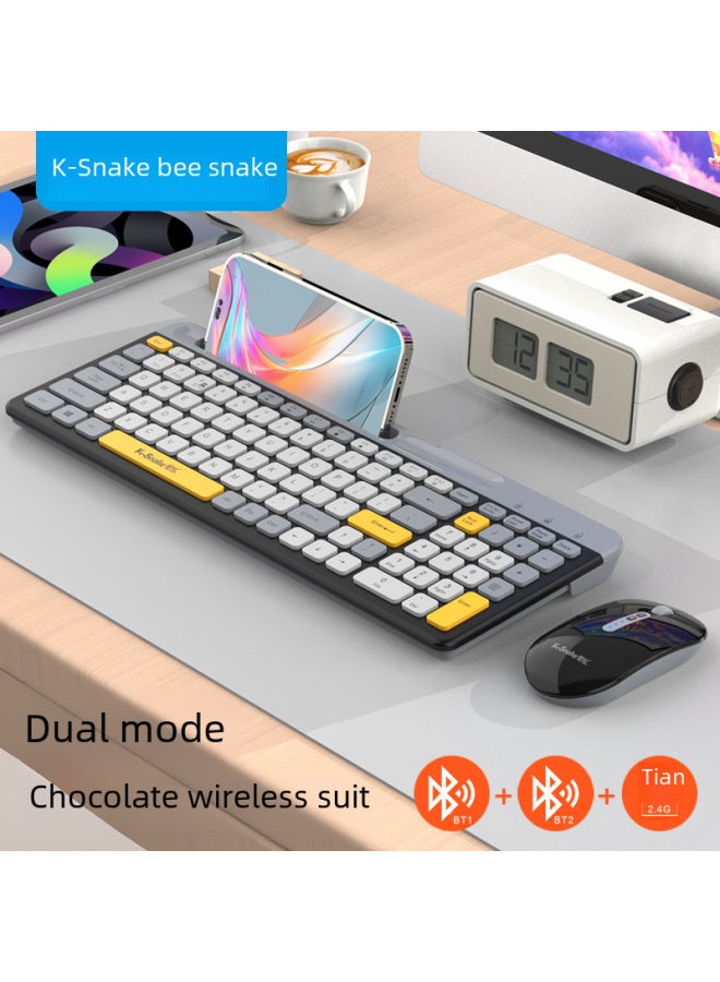 Viper K100 Bluetooth Dual-mode Wireless Keyboard Chocolate Thin Desktop Computer Notebook Office Business Portable-Color:Shimmer 】 - Image 2