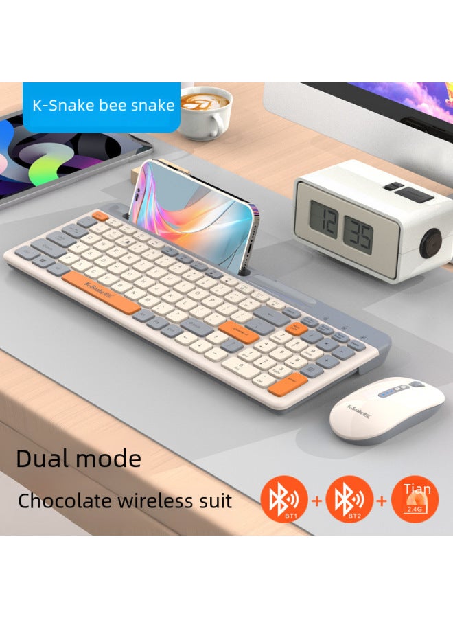 Viper K100 Bluetooth Dual-mode Wireless Keyboard Chocolate Thin Desktop Computer Notebook Office Business Portable-Color:Shimmer 】 - Image 3