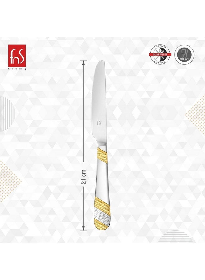 FnS Imperio 24 Karat Gold Plated 24-Piece Cutlery Set, Premium Stainless Steel (6 Dinner Spoons, 6 Dinner Forks, 6 Tea Spoons, 6 Dinner Knives with Hanging Stand) - Image 4