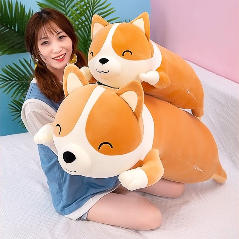 SNOWOLF Shiba Inu Plush Pillow Stuffed Animal Dog Cute Corgi Akita Soft Plush Toy Comfort Cushion Gifts for Girls Boys (Sleeping, 60cm / 23.6 '') - Image 3