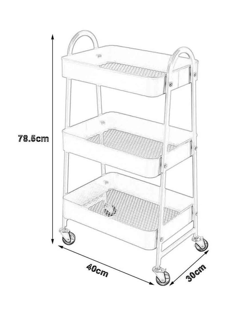 co arma 3 tier metal rolling storage cart - Image 2