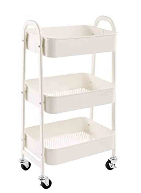 3 tier metal rolling storage cart