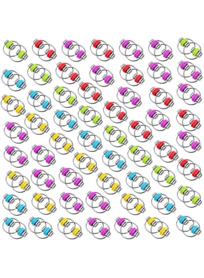 Skylety 60 Pcs Fidget Bike Chain Gift for Christmas Key Ring Fidget Flippy Chain Toys for ADHD Stress Relief Finger Toys Fidget Flippy Key Chains for Adults and Teens - Image 1