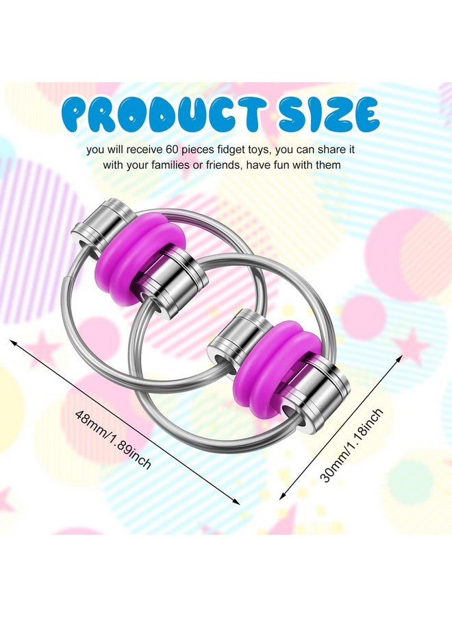 Skylety 60 Pcs Fidget Bike Chain Gift for Christmas Key Ring Fidget Flippy Chain Toys for ADHD Stress Relief Finger Toys Fidget Flippy Key Chains for Adults and Teens - Image 2