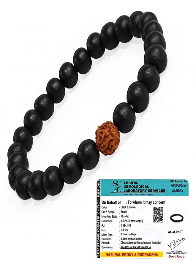 SOLAVA Karungali Bracelet with Rudraksha Beads – Certified Natural Ebony Wood & Rudraksha Bracelet for Men & Women – Lab Tested, Stretchable Spiritual Bracelet for Daily Wear - Image 1