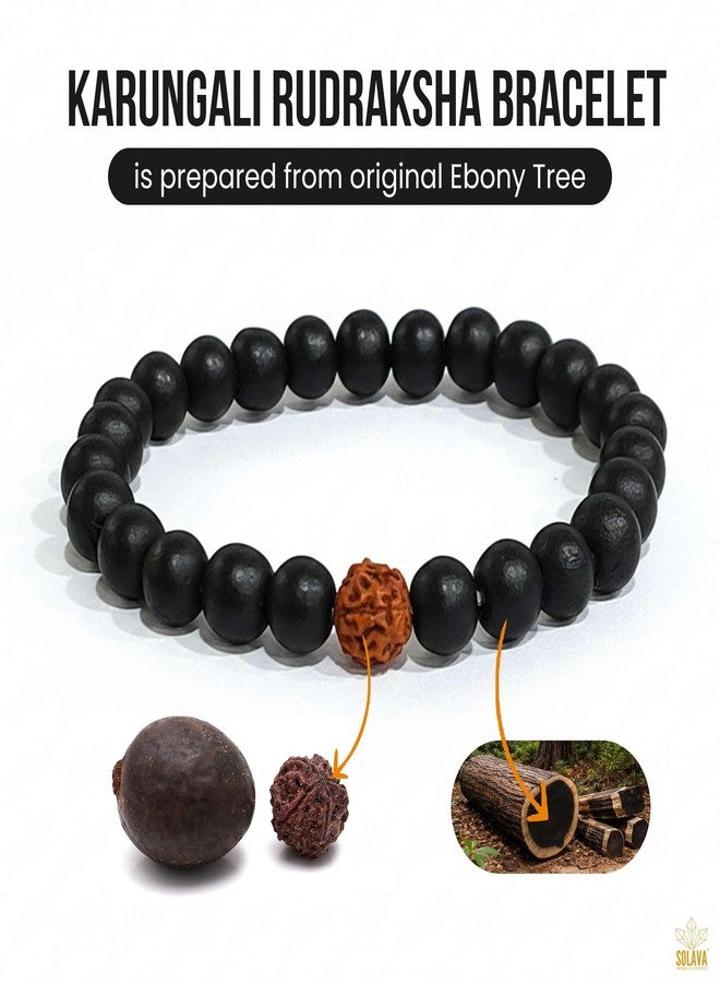 SOLAVA Karungali Bracelet with Rudraksha Beads – Certified Natural Ebony Wood & Rudraksha Bracelet for Men & Women – Lab Tested, Stretchable Spiritual Bracelet for Daily Wear - Image 3