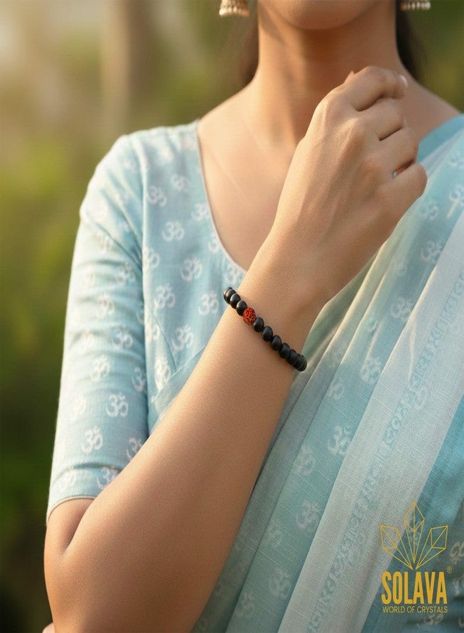SOLAVA Karungali Bracelet with Rudraksha Beads – Certified Natural Ebony Wood & Rudraksha Bracelet for Men & Women – Lab Tested, Stretchable Spiritual Bracelet for Daily Wear - Image 5