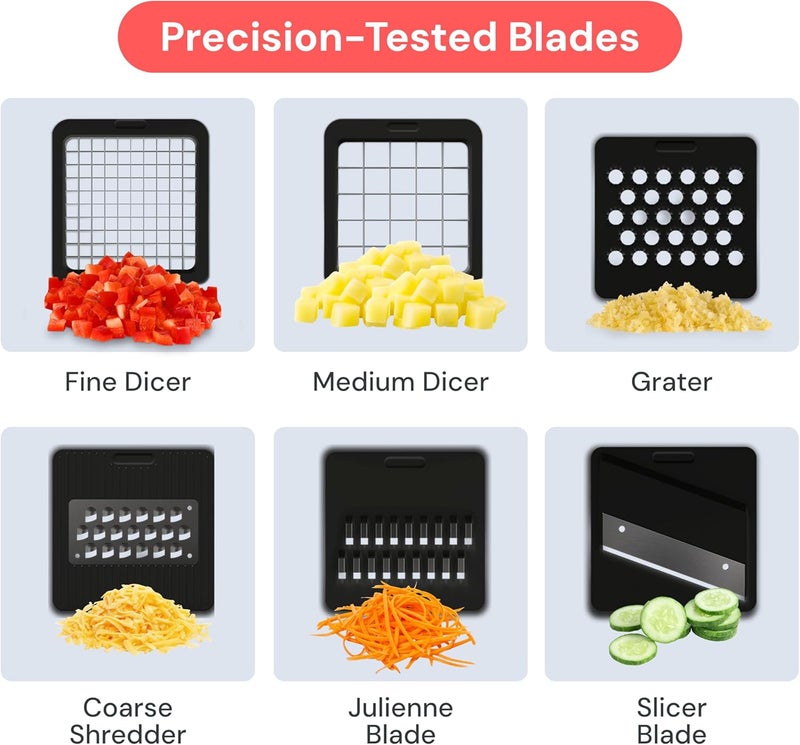Fullstar Vegetable Chopper, Cheese Slicer, Food Chopper, Veggie Chopper, Onion Chopper, Vegetable Chopper with Container, Mandoline Slicer & Cheese Grater (6 in 1 - White) - Image 4