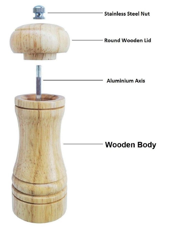 VALAMJI 5 inch Wooden Salt and Pepper Grinder Mixer Spice Seasoning Mill Shaker with Ceramic Crusher for Kitchen - Image 2