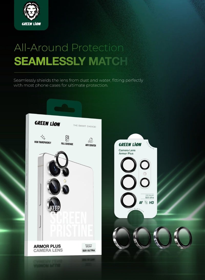 GREEN LION Armor Plus Camera Lens for S25 Ultra /9H Tempered Glass / Anti-scratch Lens Cover / HD Clarity lens Shield/Full coverage Protection/Bubble-free/ S25 Ultra Camera Protector - Silver - Image 5