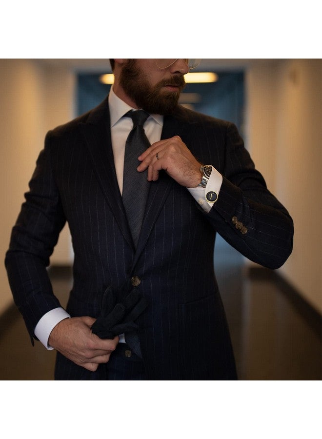 HAWSON Gold Button Covers For Men, Enamel Button Cover Cufflinks For Men, Personalized A-Z Letter Cuff Links Button Cover For Tuxedo, Shirt, Business Or Formal Attend Accessories - Image 3