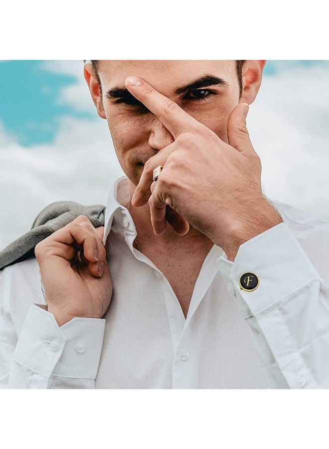 HAWSON Gold Button Covers For Men, Enamel Button Cover Cufflinks For Men, Personalized A-Z Letter Cuff Links Button Cover For Tuxedo, Shirt, Business Or Formal Attend Accessories - Image 2